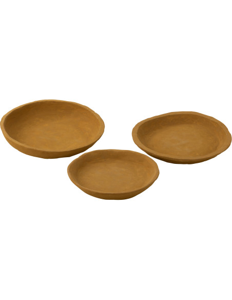Corbeille déco Rond en Papier mâché Jaune Jilli (Lot de 3) - 1