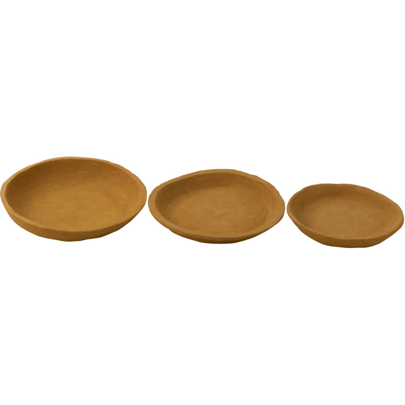 Corbeille déco Rond en Papier mâché Jaune Jilli (Lot de 3) - 2