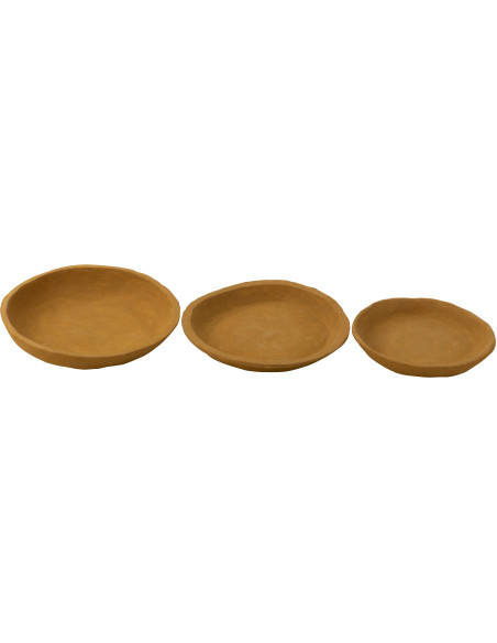Corbeille déco Rond en Papier mâché Jaune Jilli (Lot de 3) - 2