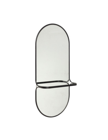 Grand Miroir moderne porte serviette Ovale 46x102 en Métal Noir Carry - 2