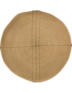 Décoration murale XL 100 cm en Jonc de mer Naturel Noir Motif tirets Emna - 1