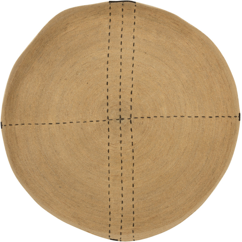 Décoration murale XL 100 cm en Jonc de mer Naturel Noir Motif tirets Emna - 1