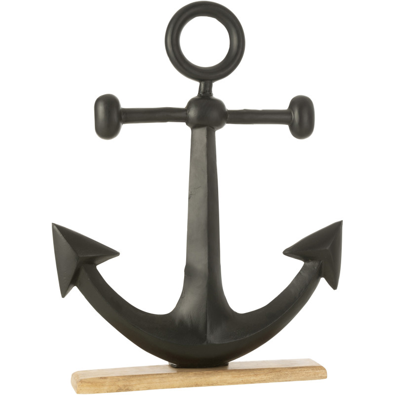Objets déco à poser XXL Ancre marine Hauteur 75 cm en Métal Noir Bois Naturel Colton - 1