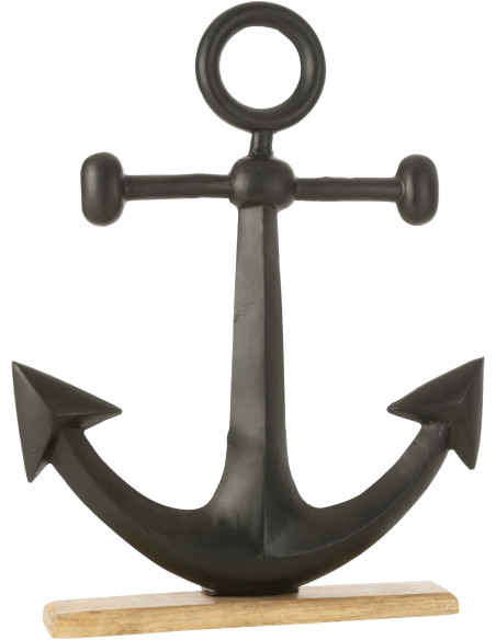 Objets déco à poser XXL Ancre marine Hauteur 75 cm en Métal Noir Bois Naturel Colton - 1