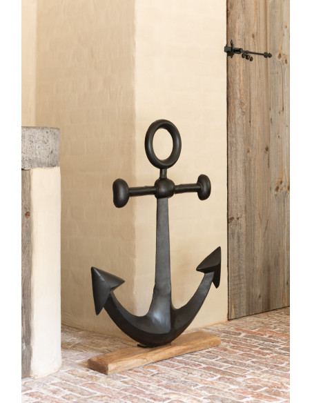 Objets déco à poser XXL Ancre marine Hauteur 75 cm en Métal Noir Bois Naturel Colton - 2