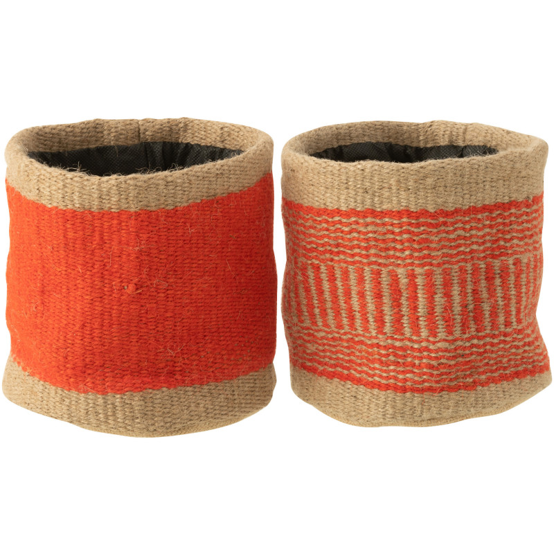 Cache-pot Rond Diamètre 20 cm en Jute Naturel Orange Kyler (Lot de 2) - 1