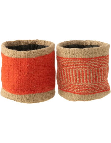Cache-pot Rond Diamètre 20 cm en Jute Naturel Orange Kyler (Lot de 2) - 1