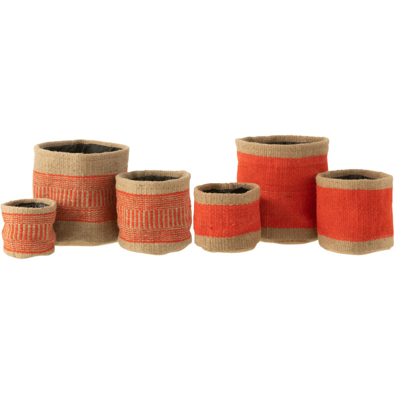 Cache-pot Rond Diamètre 20 cm en Jute Naturel Orange Kyler (Lot de 2) - 2