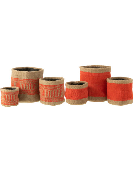 Cache-pot Rond Diamètre 20 cm en Jute Naturel Orange Kyler (Lot de 2) - 2