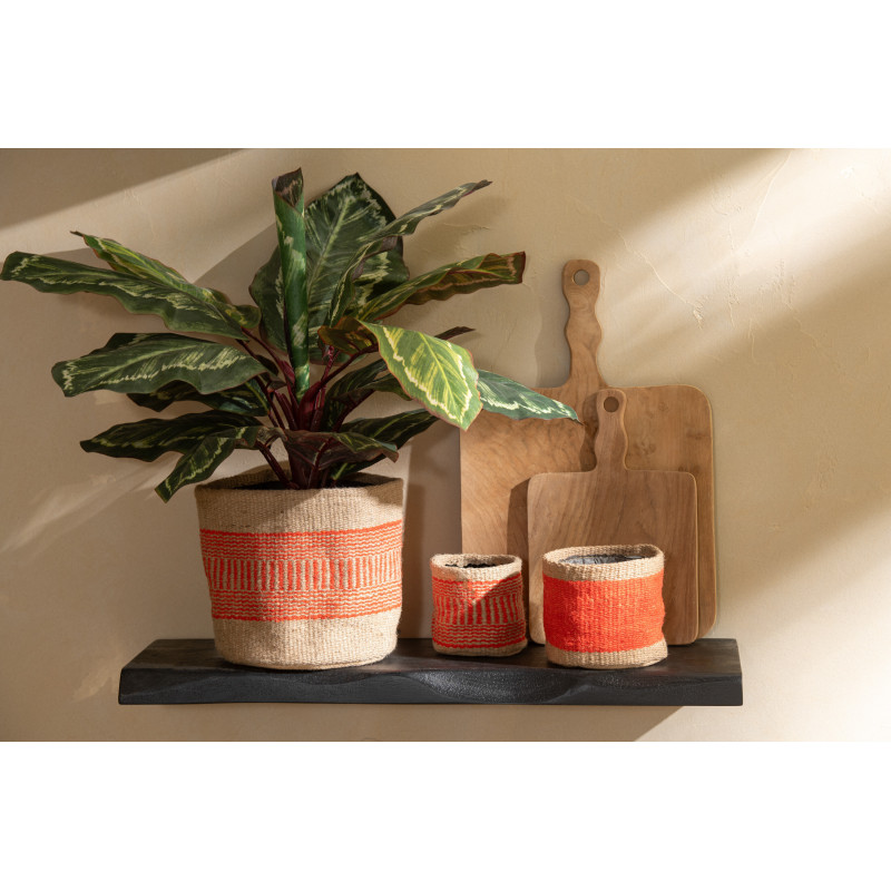 Cache-pot Rond Diamètre 20 cm en Jute Naturel Orange Kyler (Lot de 2) - 3