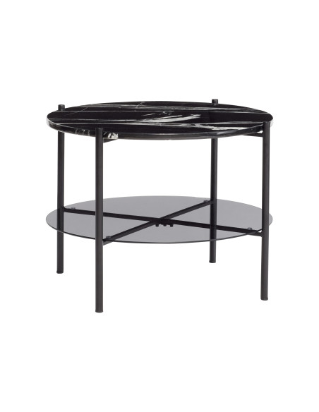 Table basse moderne chic Ronde 65 cm en Marbre Verre Métal Noir Superb - 2