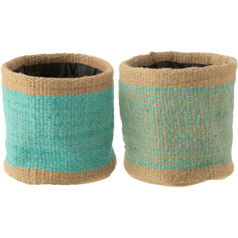 Cache-pot Rond Diamètre 15 cm en Jute Naturel Azur Kyler (Lot de 2) - 1