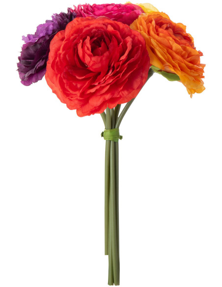 Bouquet Fleurs artificielles Renoncule Hauteur 20 cm en Plastique Jaune Orange Fuchsia Violet Rouge - 1