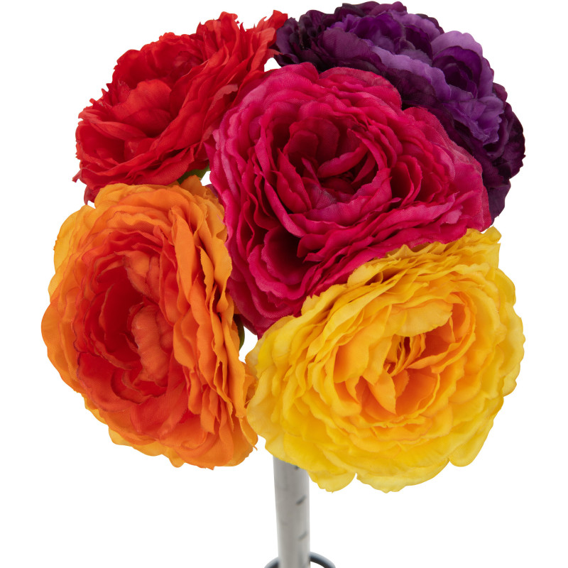 Bouquet Fleurs artificielles Renoncule Hauteur 20 cm en Plastique Jaune Orange Fuchsia Violet Rouge - 2