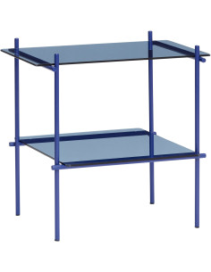 Table d'appoint moderne Rectangulaire 1 étagère en Verre Métal Bleu Niche - 1