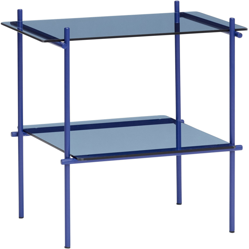Table d'appoint moderne Rectangulaire 1 étagère en Verre Métal Bleu Niche - 1