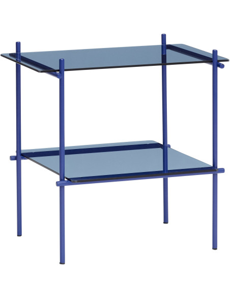 Table d'appoint moderne Rectangulaire 1 étagère en Verre Métal Bleu Niche - 1