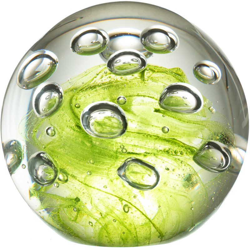 Sulfure Ronde Bulles 12 cm en Verre Vert Allyn - 1