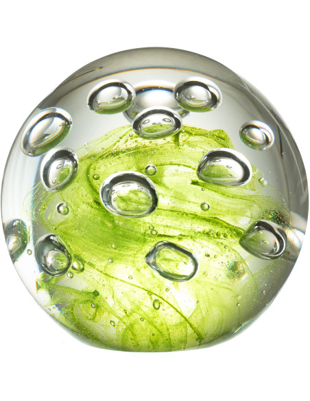 Sulfure Ronde Bulles 12 cm en Verre Vert Allyn - 1