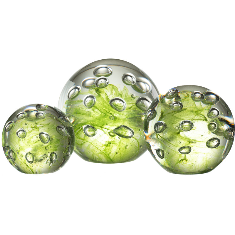 Sulfure Ronde Bulles 12 cm en Verre Vert Allyn - 2