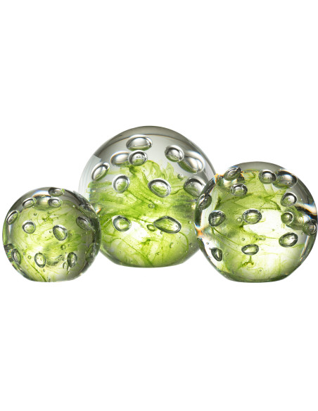Sulfure Ronde Bulles 12 cm en Verre Vert Allyn - 2