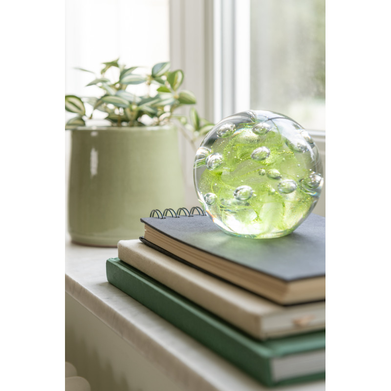 Sulfure Ronde Bulles 12 cm en Verre Vert Allyn - 3