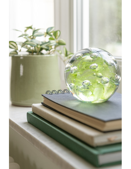Sulfure Ronde Bulles 12 cm en Verre Vert Allyn - 3