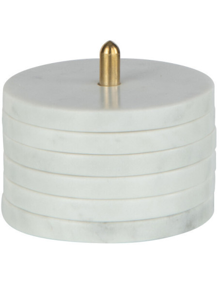 Dessous de verre rond 10 cm en Marbre Blanc Tasoz J-Line - 1