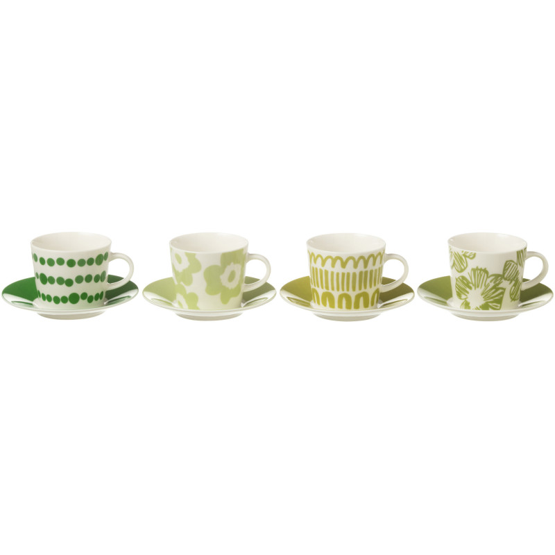 Coffret 4 tasses à café expresso 90 ml en Céramique Blanc Vert Candace - 1