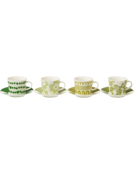 Coffret 4 tasses à café expresso 90 ml en Céramique Blanc Vert Candace - 1