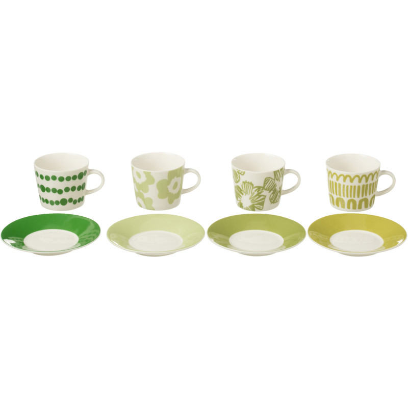 Coffret 4 tasses à café expresso 90 ml en Céramique Blanc Vert Candace - 2