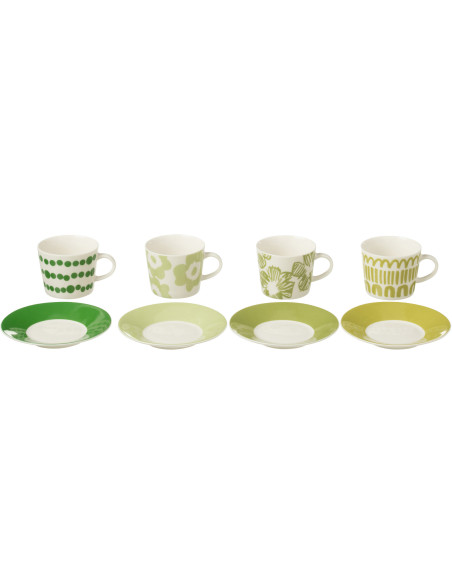 Coffret 4 tasses à café expresso 90 ml en Céramique Blanc Vert Candace - 2