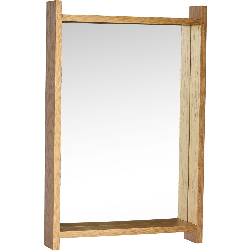 Miroir mural moderne Rectangulaire 2 étagères 40x60 en Bois MDF Naturel Placage chêne Forma - 1