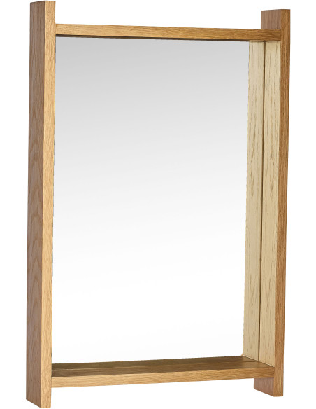 Miroir mural moderne Rectangulaire 2 étagères 40x60 en Bois MDF Naturel Placage chêne Forma - 2