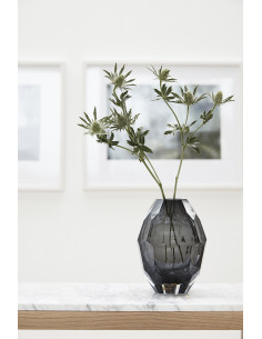 Vase moderne Rond Hauteur 17 cm en Verre soufflé Gris Facet - 2