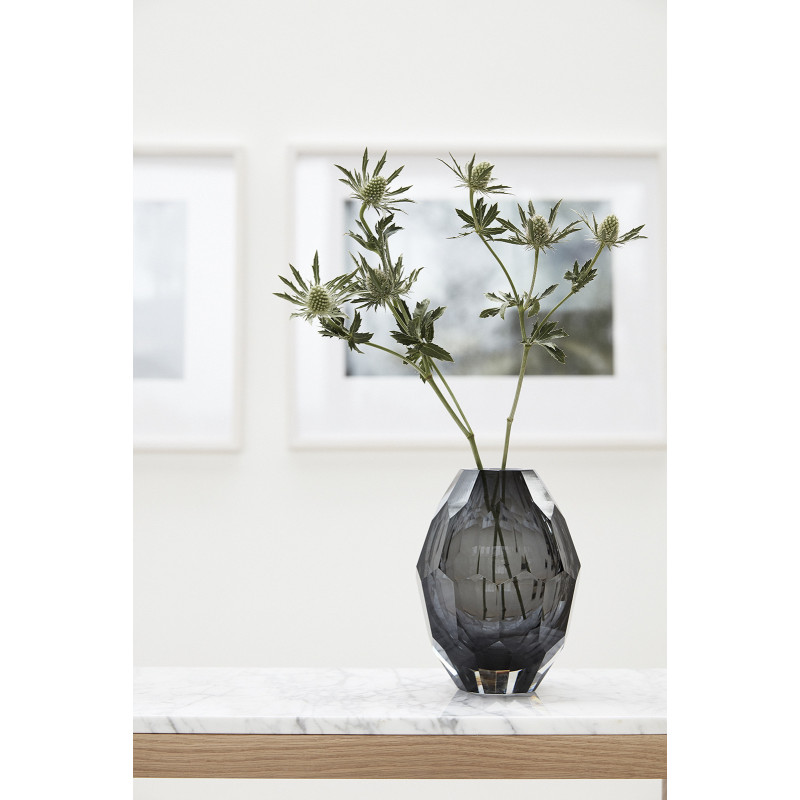 Vase moderne Rond Hauteur 17 cm en Verre soufflé Gris Facet - 2