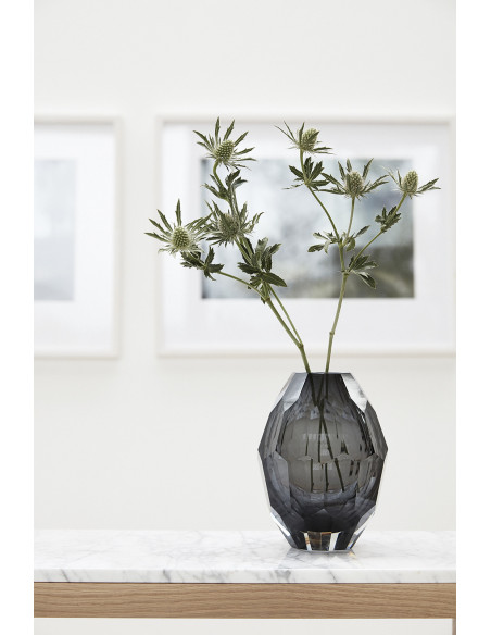 Vase moderne Rond Hauteur 17 cm en Verre soufflé Gris Facet - 2