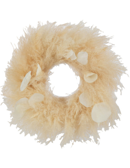 Courronne déco 35 cm en Fleurs séchées et feuilles Naturel Lauryn J-Line - 1