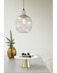 Vase moderne Rond Hauteur 17 cm en Verre soufflé Ambre Facet - 2