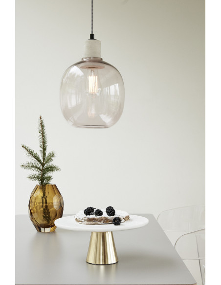 Vase moderne Rond Hauteur 17 cm en Verre soufflé Ambre Facet - 2