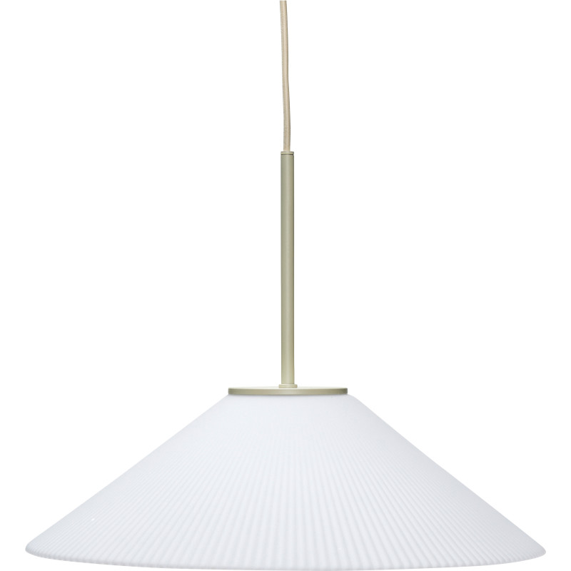 Suspension moderne Diamètre 44 cm en Verre Blanc Strié Métal Sable Solid - 1