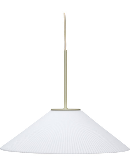 Suspension moderne Diamètre 44 cm en Verre Blanc Strié Métal Sable Solid - 1