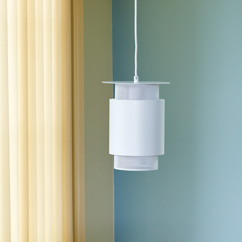 Petite Suspension moderne cylindrique Diamètre 20 cm en Métal Blanc Edge - 3