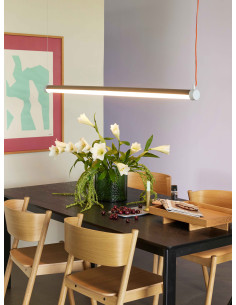 Grande Suspension Néo moderne 152 cm en Métal Naturel Effet bois Verre Interplay - 2