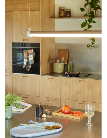 Grande Suspension Néo moderne 85 cm en Métal Naturel Effet bois Verre Interplay - 4