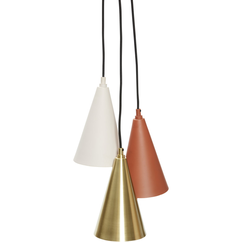 Suspension moderne 3 lampes en Métal Laiton Terracotta Blanc Drop Hübsch - 2