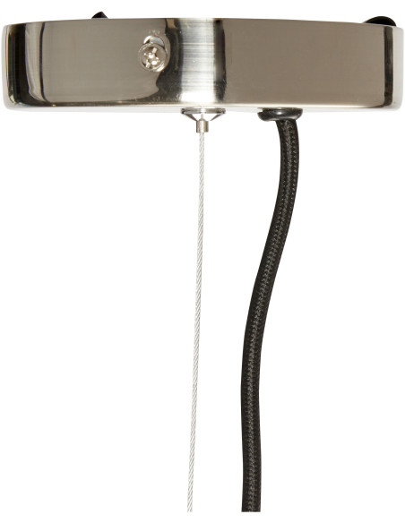 Grande Suspension moderne Diamètre 41 cm en Verre Transparent Texturé Métal Argenté Ripple - 1