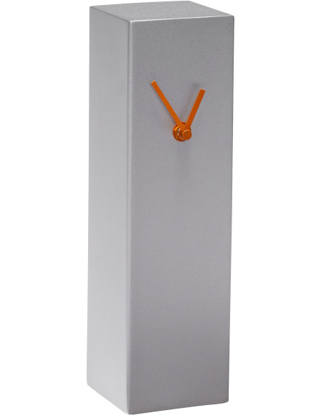 Horloge murale moderne Rectangulaire Hauteur 28 cm en Métal Gris métalisé Orange Hour - 1