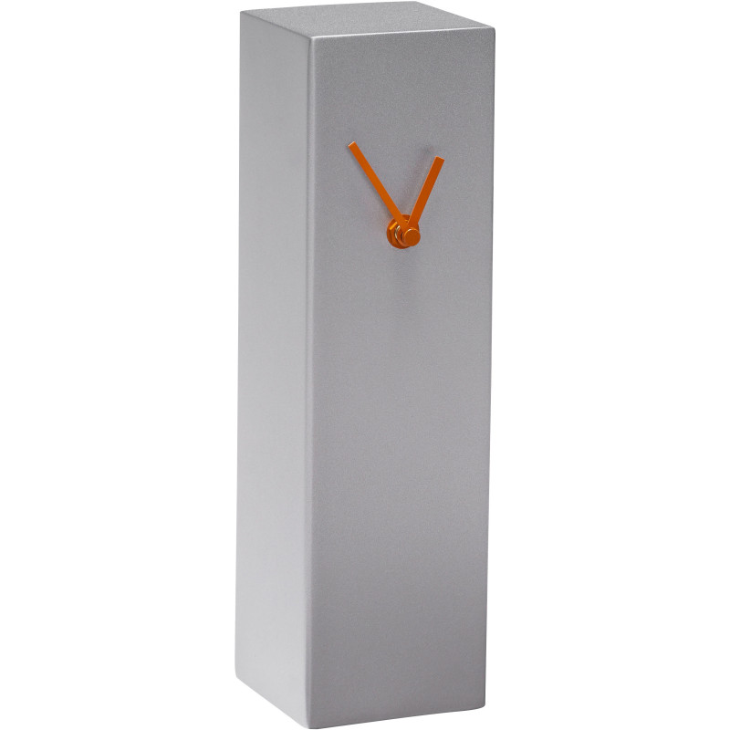 Horloge murale moderne Rectangulaire Hauteur 28 cm en Métal Gris métalisé Orange Hour - 2