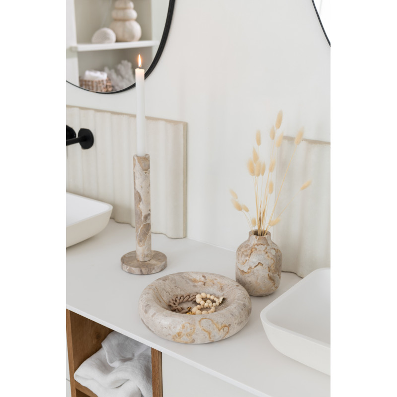 Vase Ovale Hauteur 15 cm en Marbre Beige Tasoz - 2